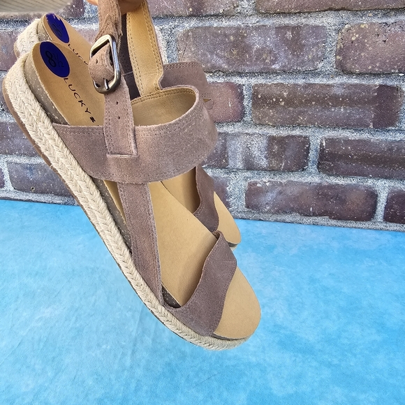 NWOT Lucky Brand Gadine Espadrillles Straps Sandals genuine leather brown Sz 8.5 - Picture 6 of 13